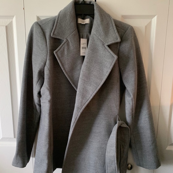 NWT LOFT WRAP COAT GREY - Picture 2 of 5